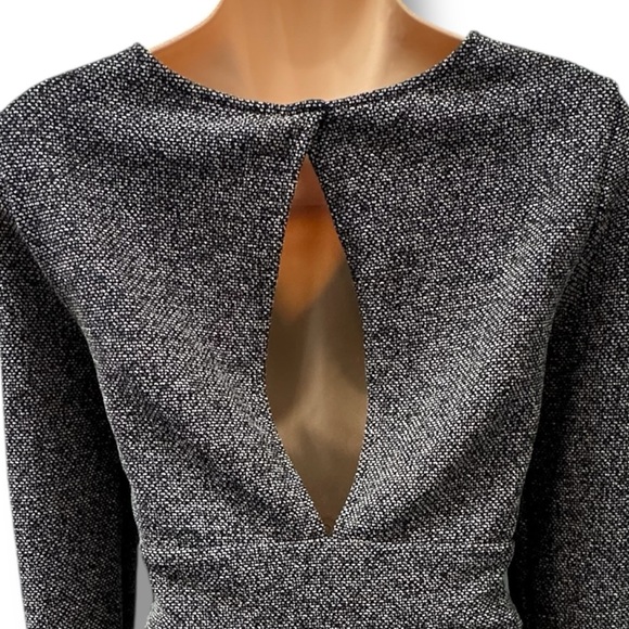Free People Heartstopper B&W Grey Keyhole Tweed Mini Dress sz L - Picture 8 of 10
